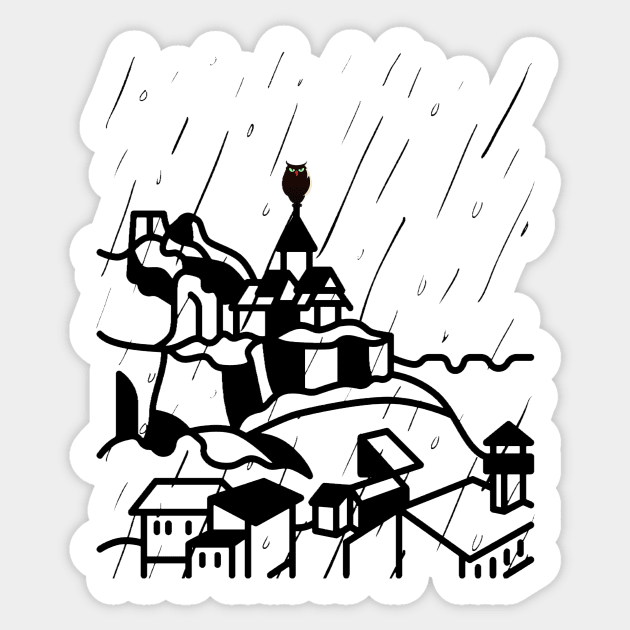 Owl city in the midnight rain Sticker by SkyisBright